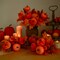4PCS Maple Leaves Bunch with Silk Pumpkin Autumn Floral Stems for DIY Arrangment Fall Decor Fall Decorations for Home